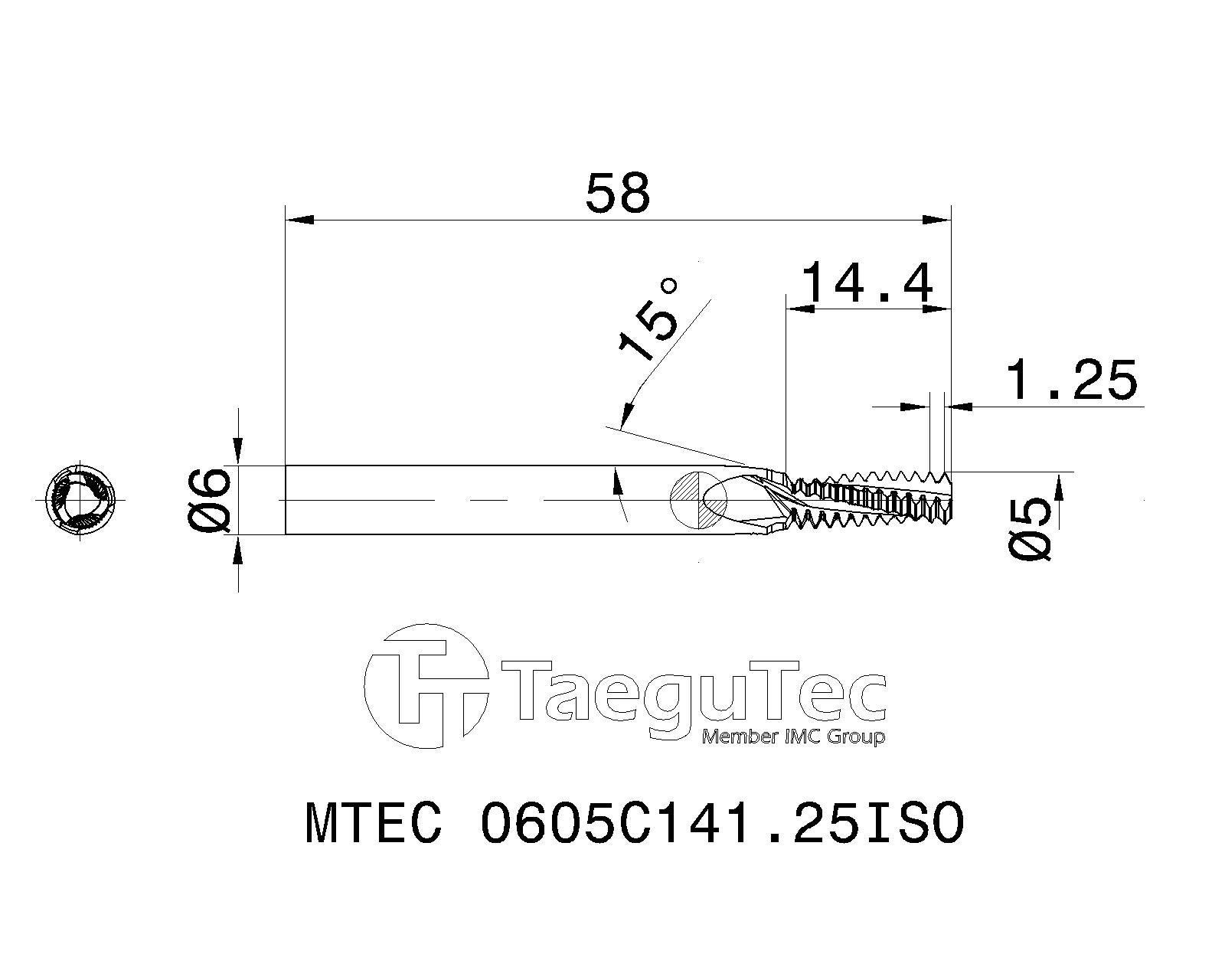 Фото 2: MTEC 0605C14 1.25ISO IC908 резьбофреза