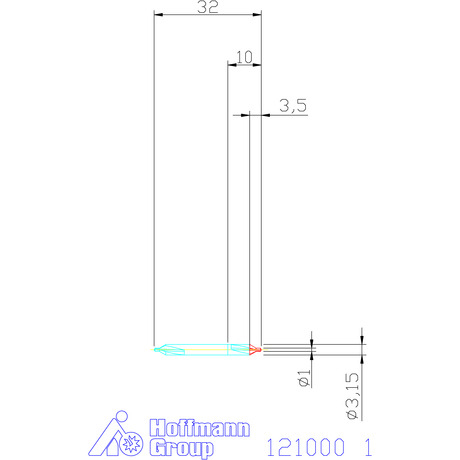 121000 1 схема центровочного сверла с размерами