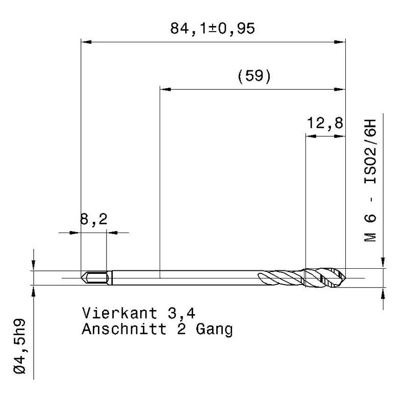 5717 6.000 m6 схема метчика машинного m с размерами