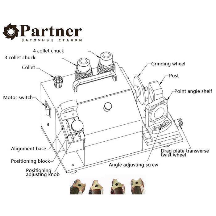 Partner PP-Y3 Станок для заточки метчиков от М5 до М20