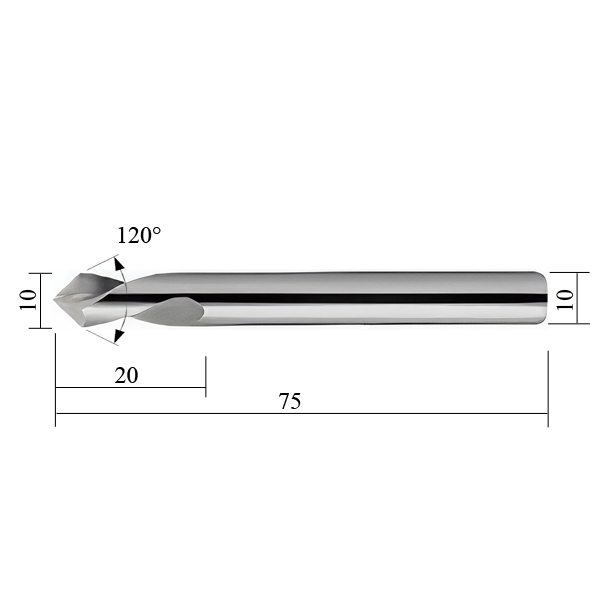 Фото 2: 10x20x10x75 120° VHM LBC1020101D-120 сверло центровочное твердосплавное