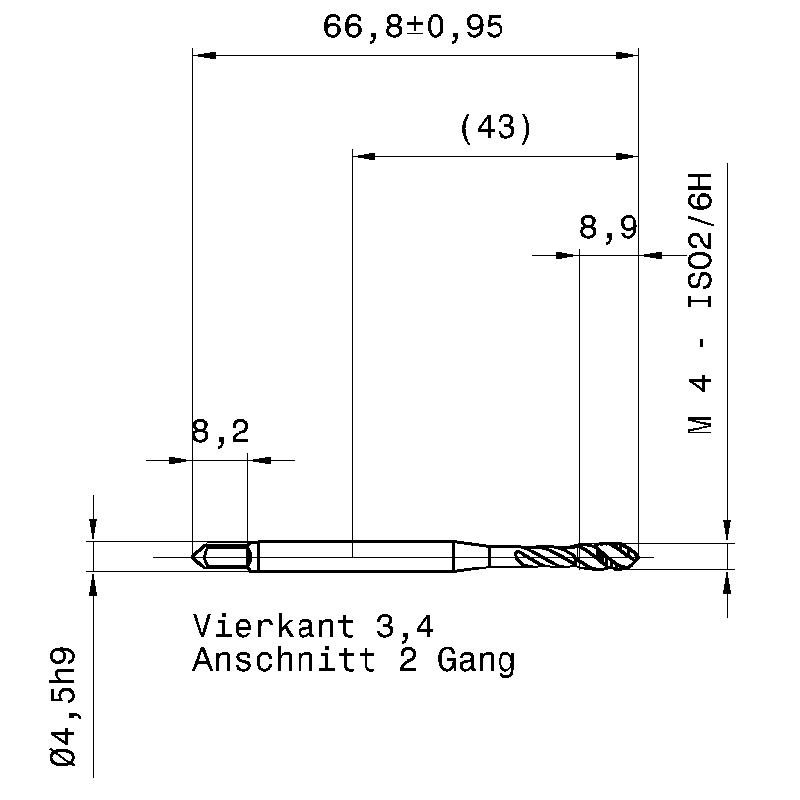 Фото 2: Метчик машинный M4x0.7 59 4.000