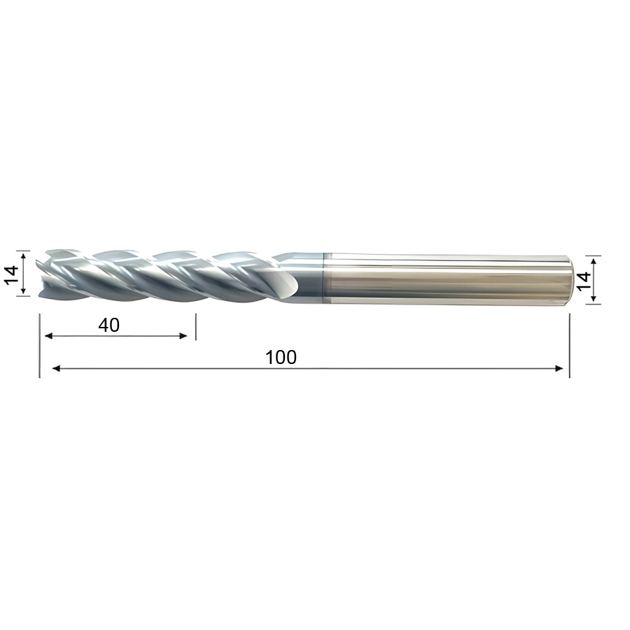 Фото 2: 14х14х40х100 ц/х 4F TiALN фреза концевая DESKAR