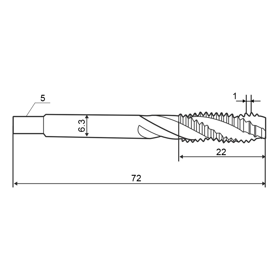 Фото 2:  8,0х1,0 кл.2 HSS-V TiN винт. гл. метчик м/р метчик м/р ZUMO, арт: V301010302080100