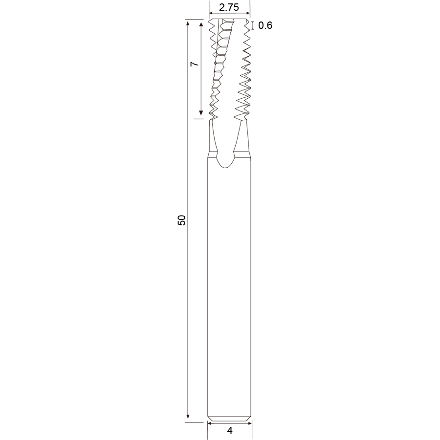 Фото 2: QM3.5х0.6хD4 резьбофреза цельная твердосплавная полновитковая Geefun