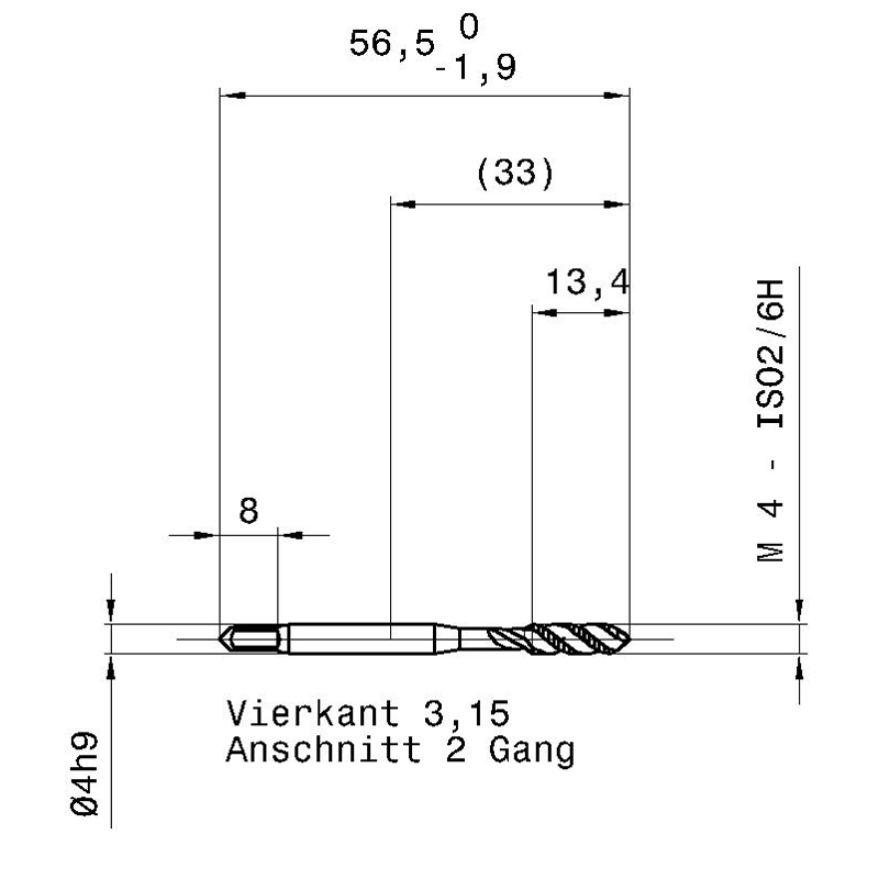 4036 4.000 m4х0,7 схема с размерами метчик машинный m