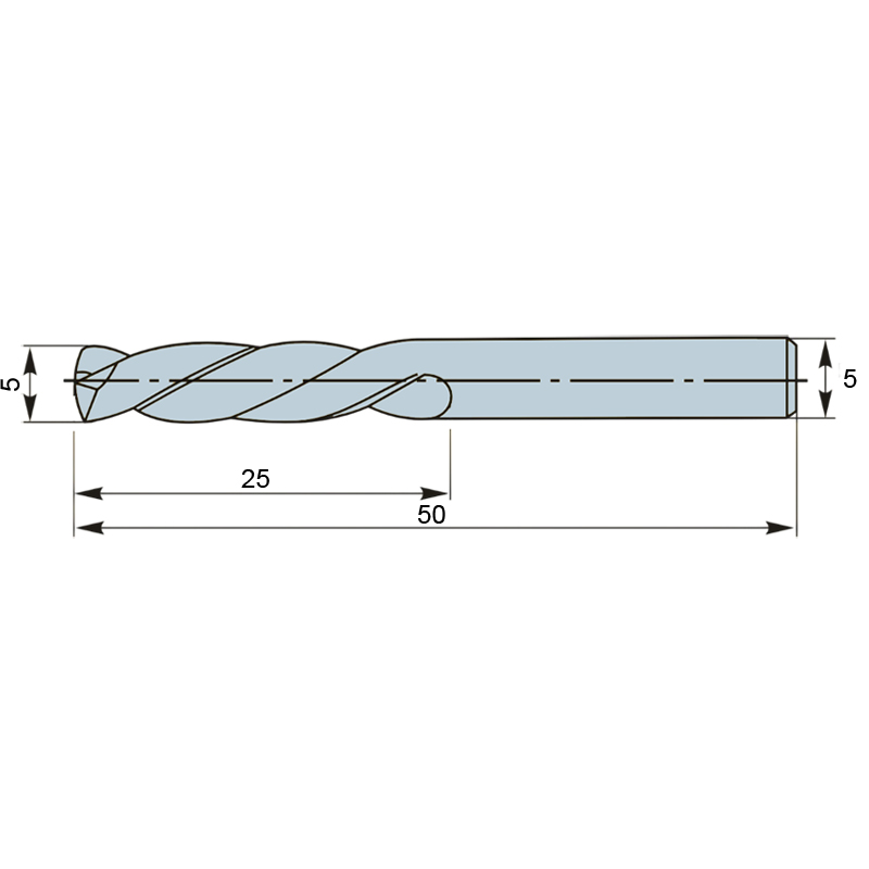 DP3D050 5х25х50 TiSiN сверло твердосплавное Qtool - фотография 2 Фото 2: DP3D050 5х25х50 TiSiN сверло твердосплавное Qtool