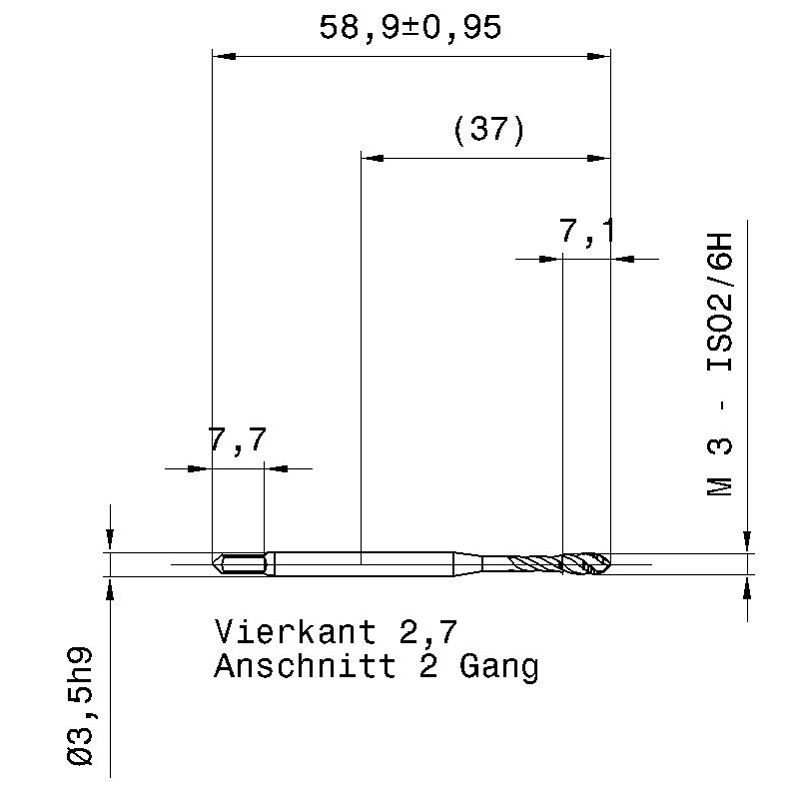 5552 3.000 m3 схема метчика машинного m с размерами
