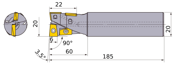 Фото 2: AQXR204SA20L фреза со сменными пластинами