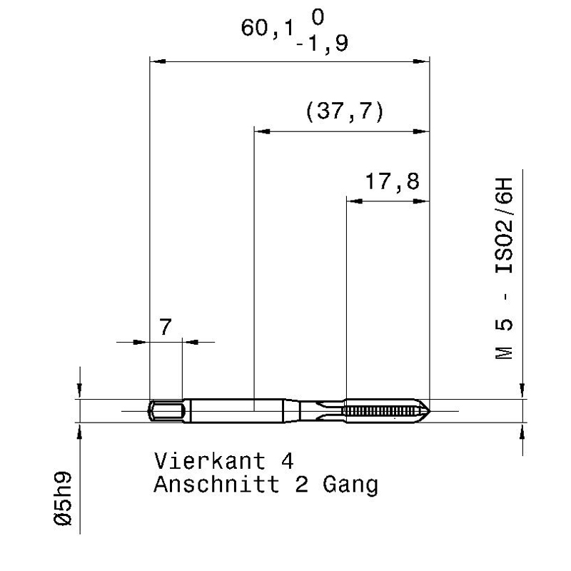 4035 5.000 m5х0,8 схема с размерами метчик машинный m
