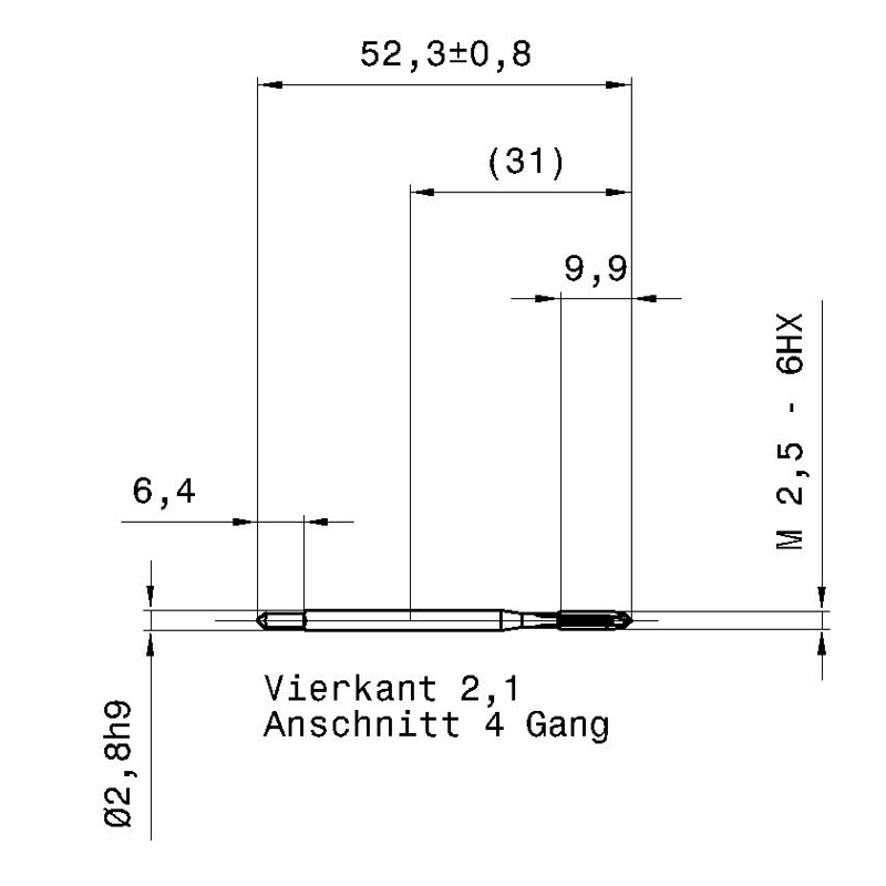 схема машинного метчика hss-e din 371 форма va b m 2,5 6hx покрытие sirius