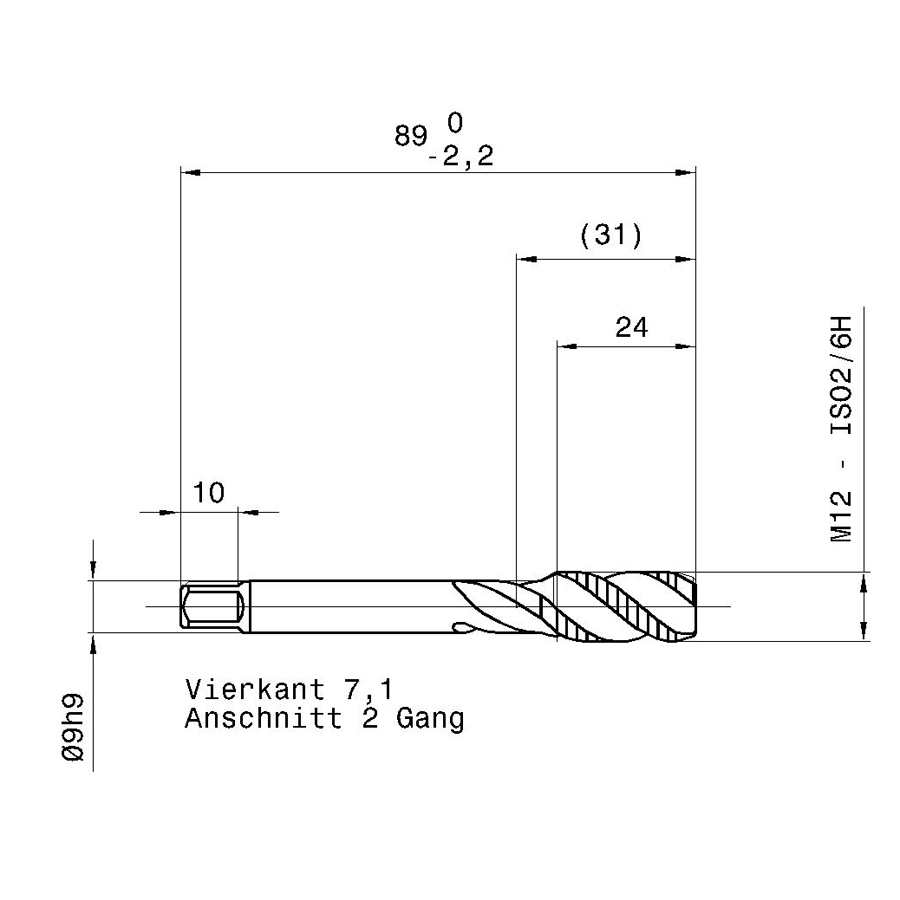 4036 12.000 m12х1,75 схема с размерами метчик машинный m