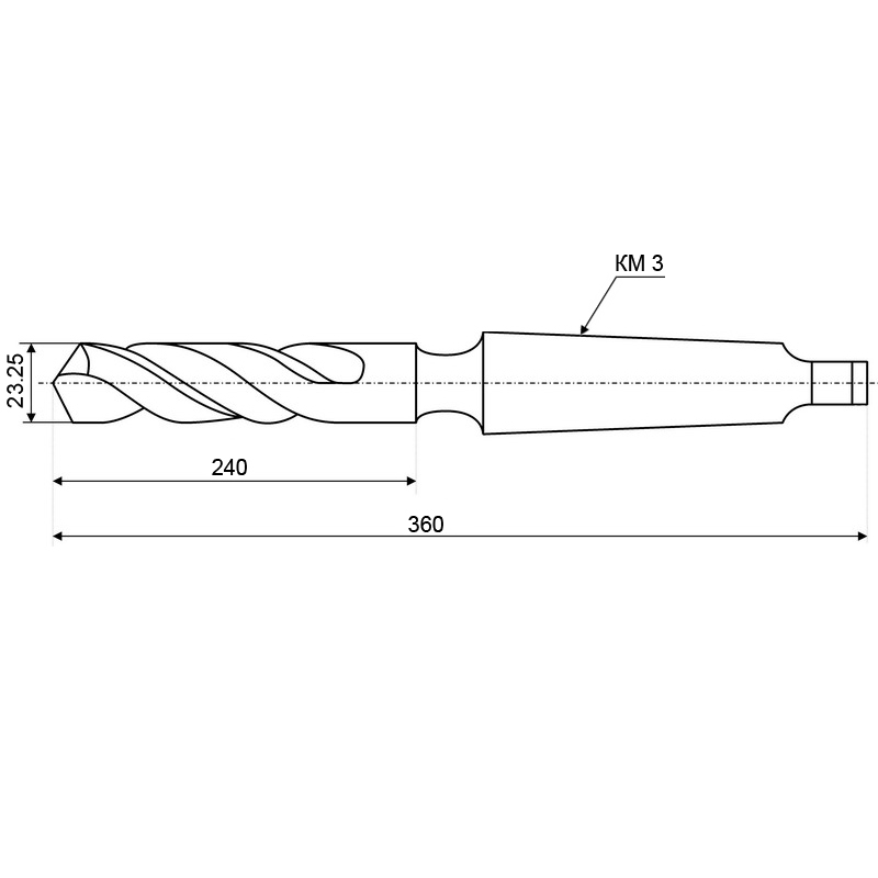 Фото 2: 23.25х240х360 сверло к/х удлиненное Sekira