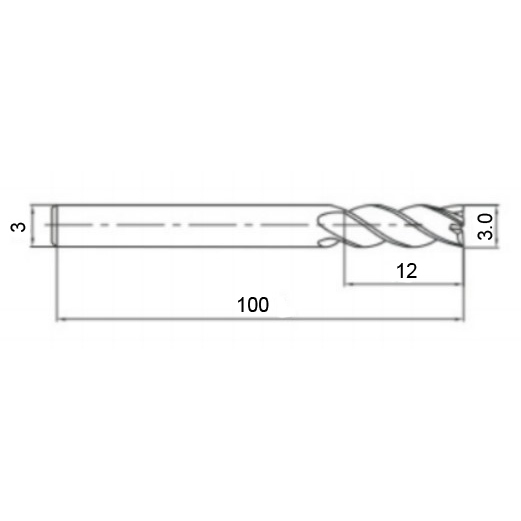 3.0х3х12х100 4F AlTiSiN фреза концевая 68HRC H-4E Qtool - фотография 2 Фото 2: 3.0х3х12х100 4F AlTiSiN фреза концевая 68HRC H-4E Qtool