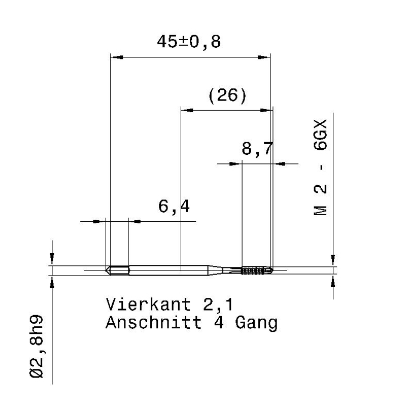 4638 2.000 m2 схема метчика машинного m с размерами
