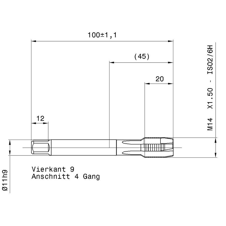 5723 14.007 m14 x 1,5 схема метчика машинного m с размерами