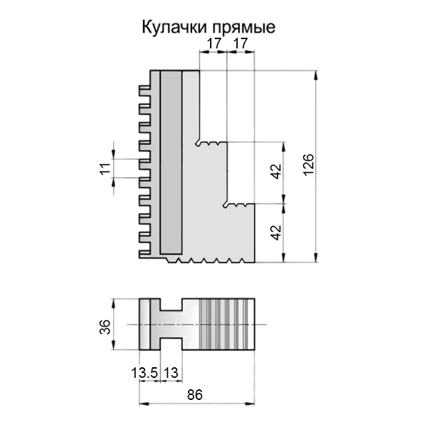Фото 2: 315x11x36x13 комплект прямых кулачков 3 шт (Т) Qtool