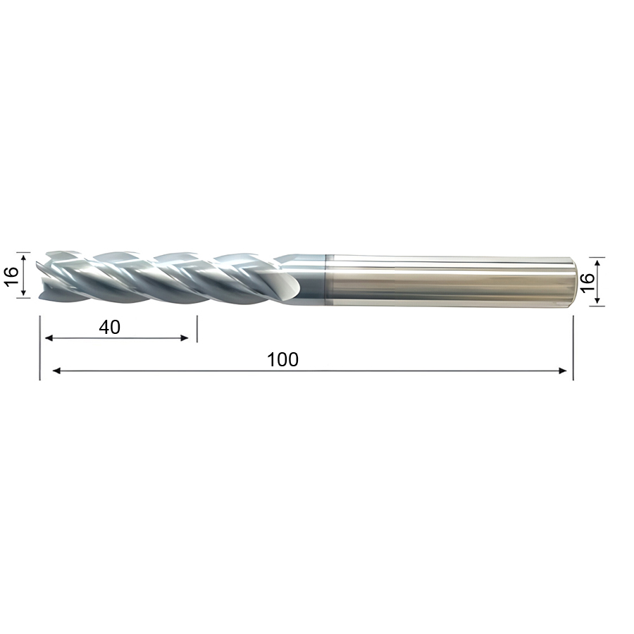 Фото 2: 16х16х40х100 ц/х 4F TiALN фреза концевая DESKAR