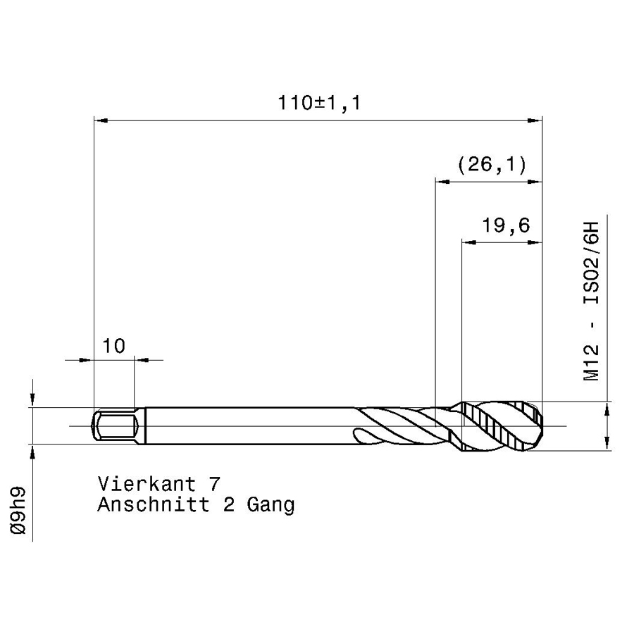 5592 12.000 m12 схема метчика машинного m с размерами