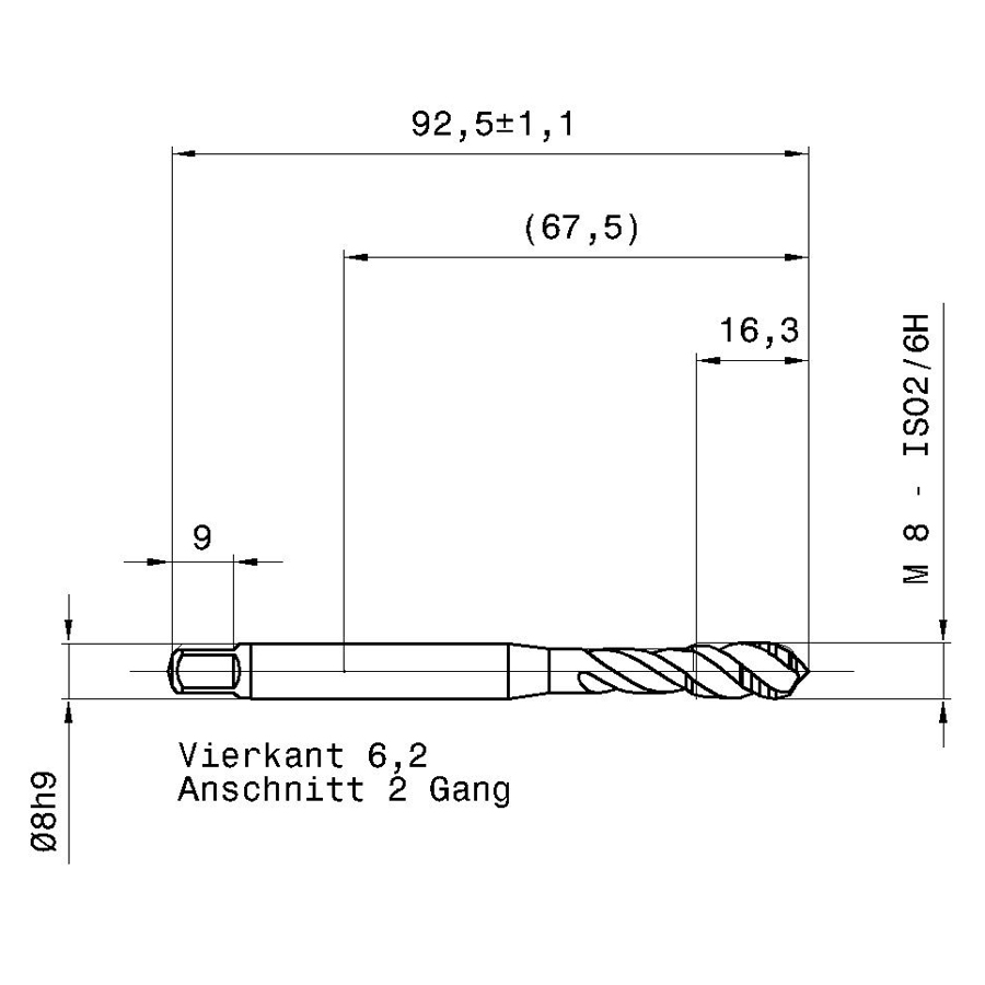 5594 8.000 m8 схема метчика машинного m с размерами
