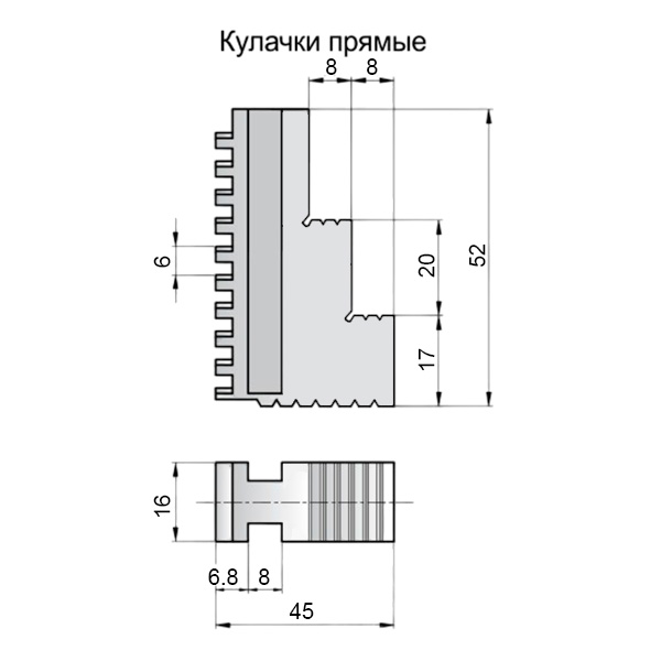 Фото 2: 125мм K11 кулачки прямые цельные, каленые (z) Qtool