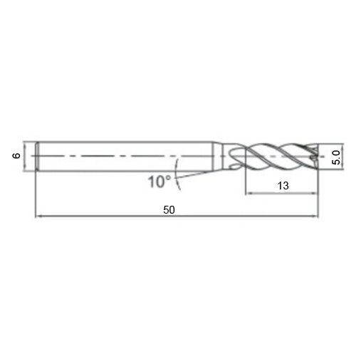 5.0х6х13х50 4F AlTiSiN фреза концевая 68HRC H-4E Qtool - фотография 2 Фото 2: 5.0х6х13х50 4F AlTiSiN фреза концевая 68HRC H-4E Qtool