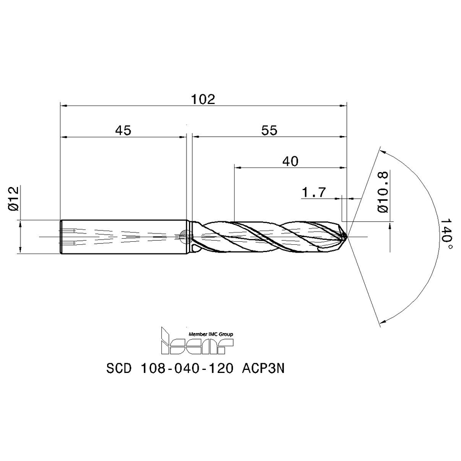 scd 108-040-120 acp3n схема твердосплавного сверла с размерами