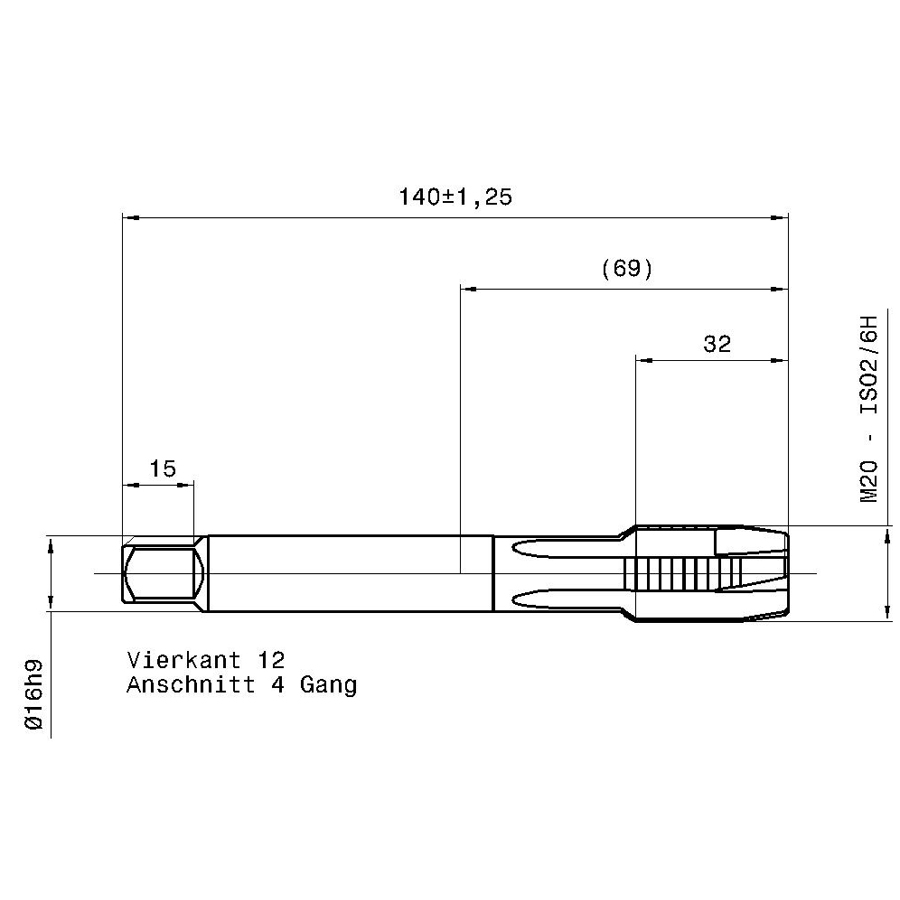 5597 20.000 m20 схема метчика машинного m с размерами
