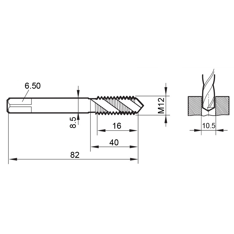 4439 12.007 m12х1,5 схема с размерами метчик машинный m