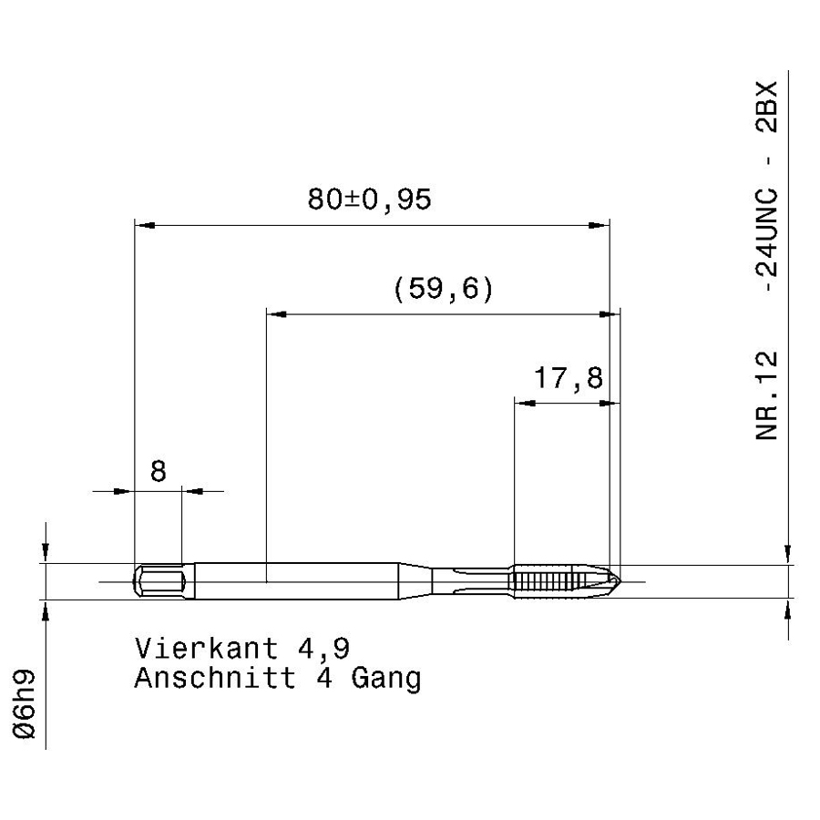 4642 5.486 12 - 24 схема метчика дюймового UNС с размерами