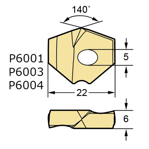 P6001 D22.00R WPP45C пластина для сверла - фотография 2 Фото 2: P6001 D22.00R WPP45C пластина для сверла