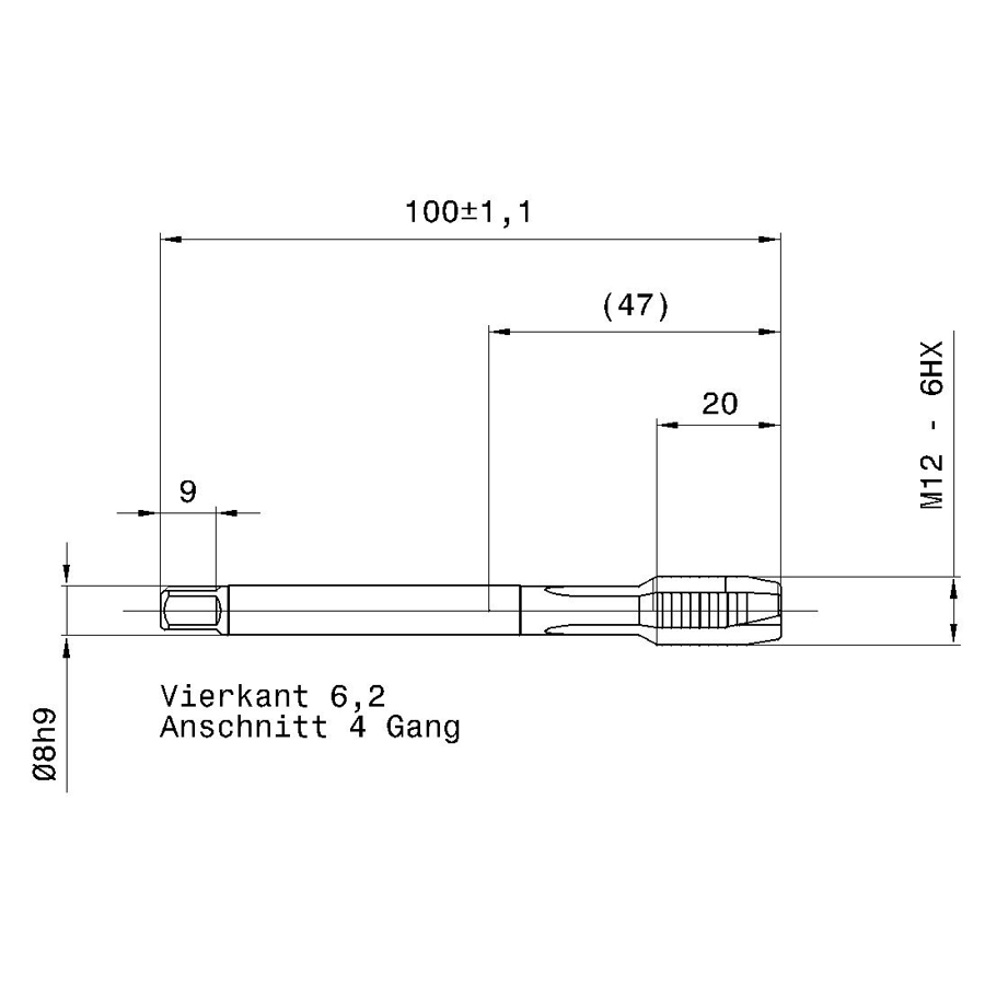 4218 11.000 m11х1,5 схема с размерами метчик машинный m