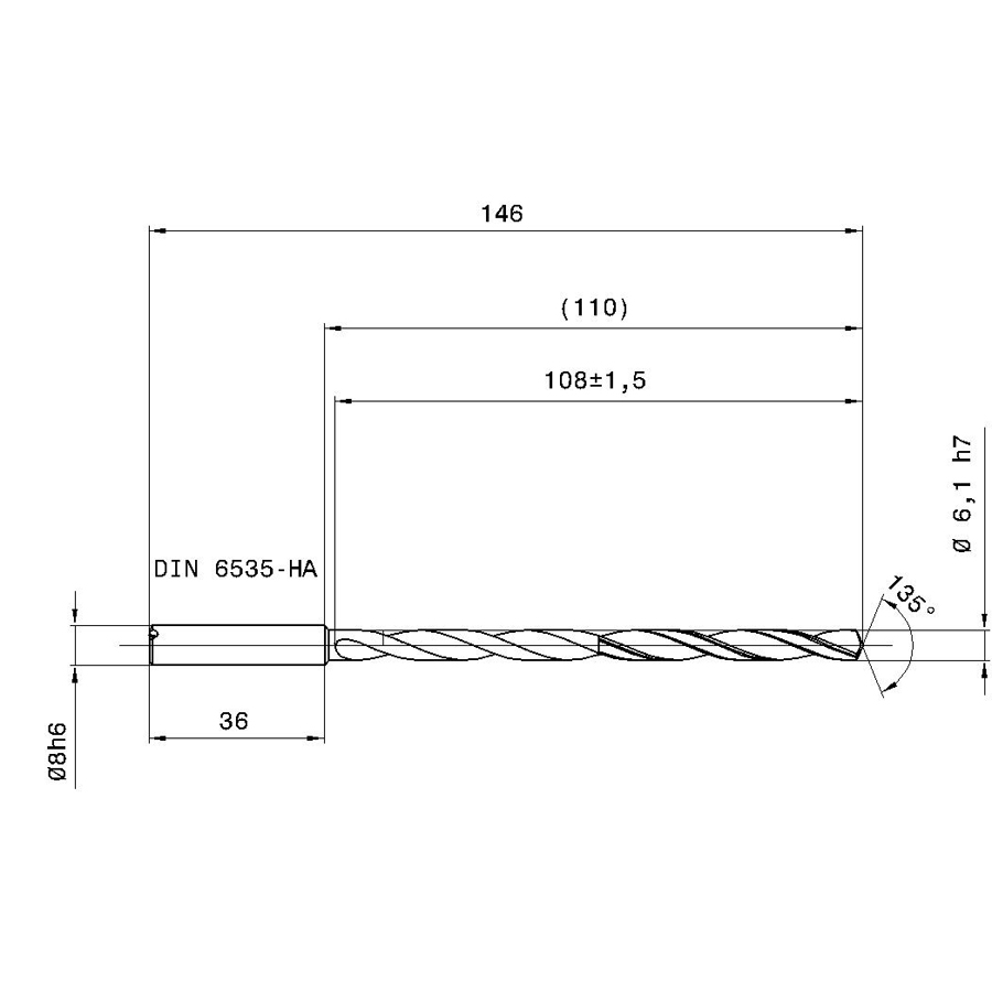 5525-6,100 схема твердосплавного сверла с размерами