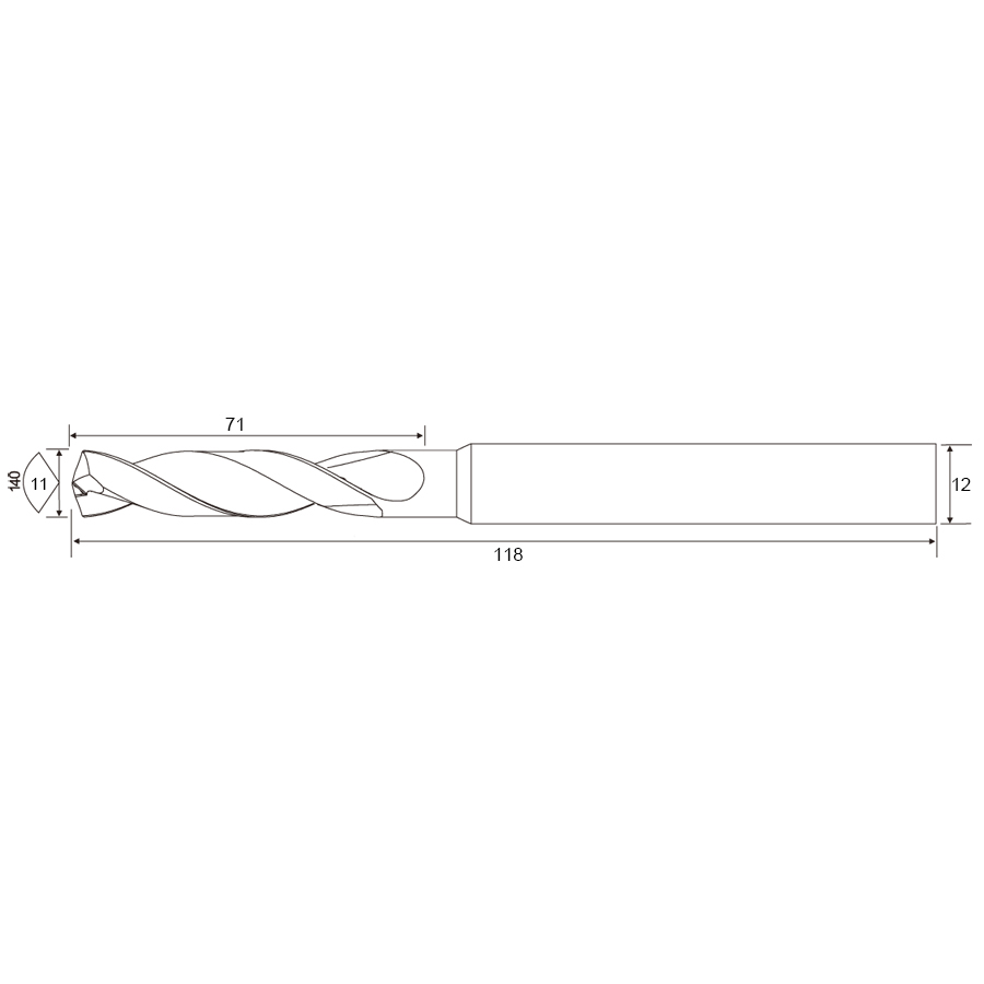Фото 2: DR5D-110 11х71x12х118 TiSiN сверло твердосплавное Geefun