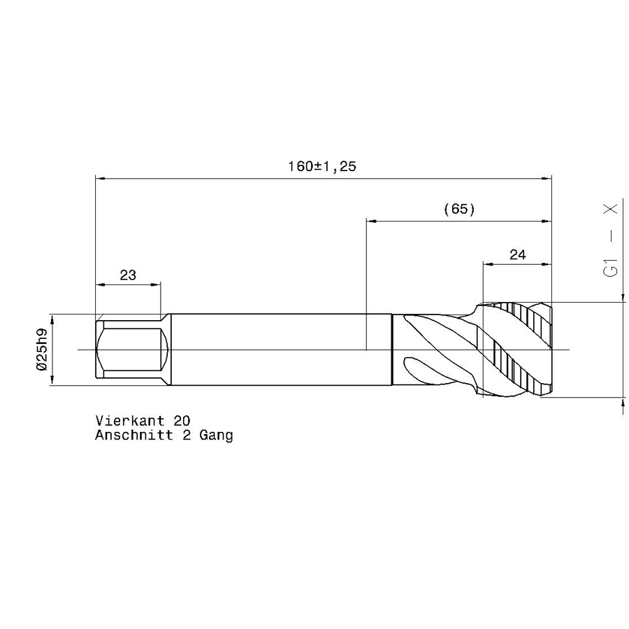 395 33.249 G1 схема метчика трубного G с размерами