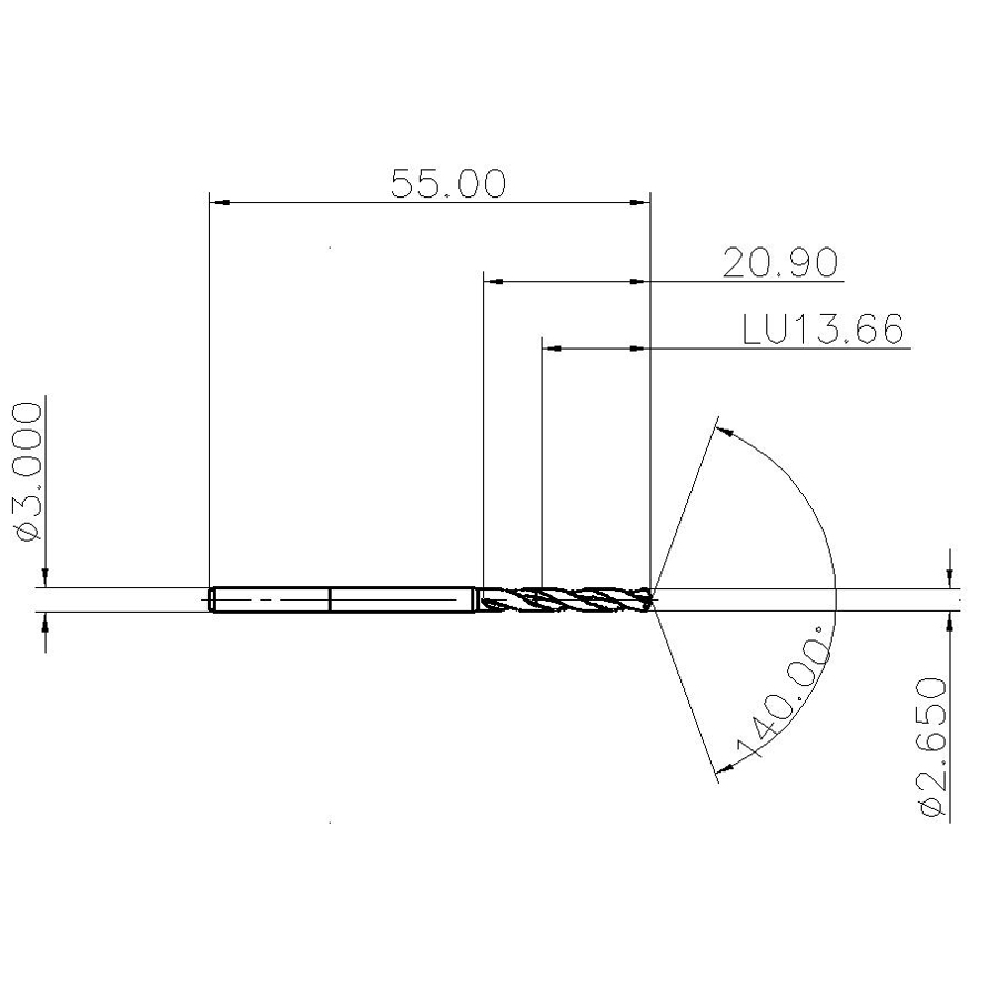 DSM0265G05 YH180 сверло твердосплавное - фотография 2 dsm0265g05 yh180 схема твердосплавного сверла с размерами
