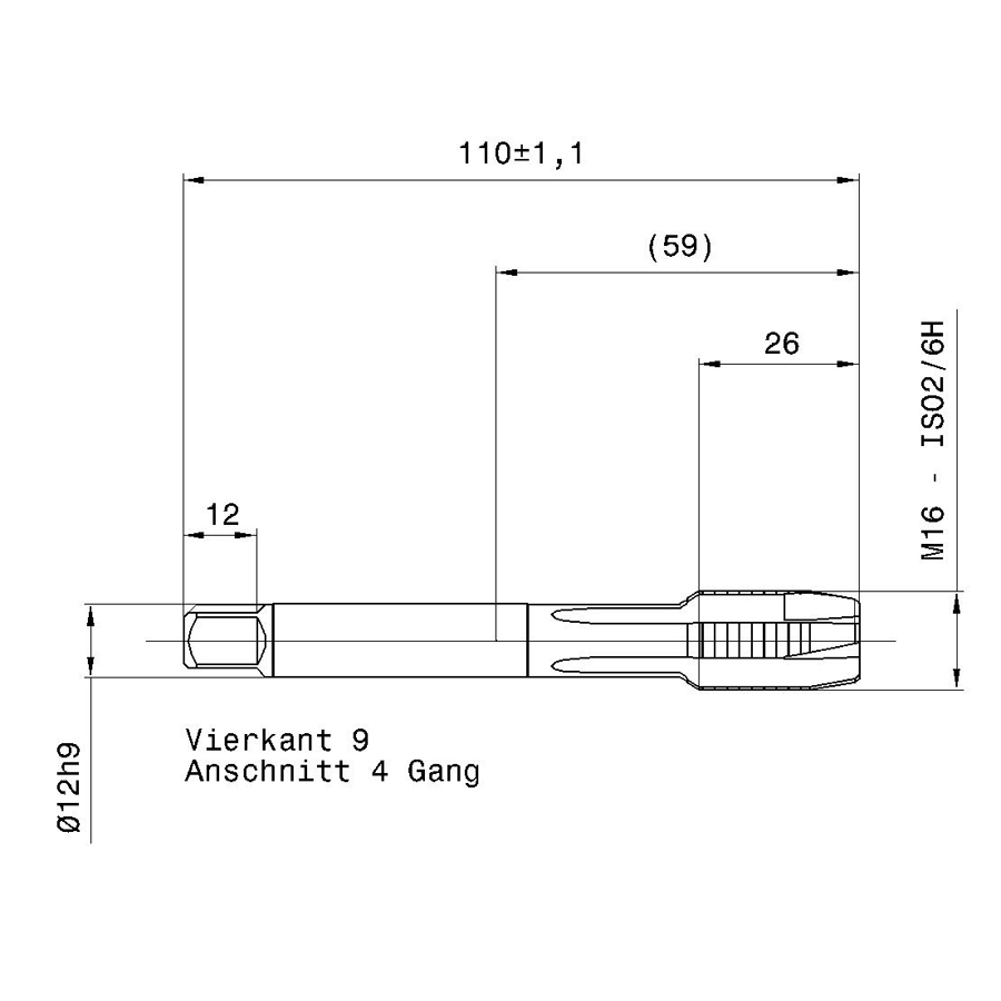 5587 16.000 m16 схема метчика машинного m с размерами