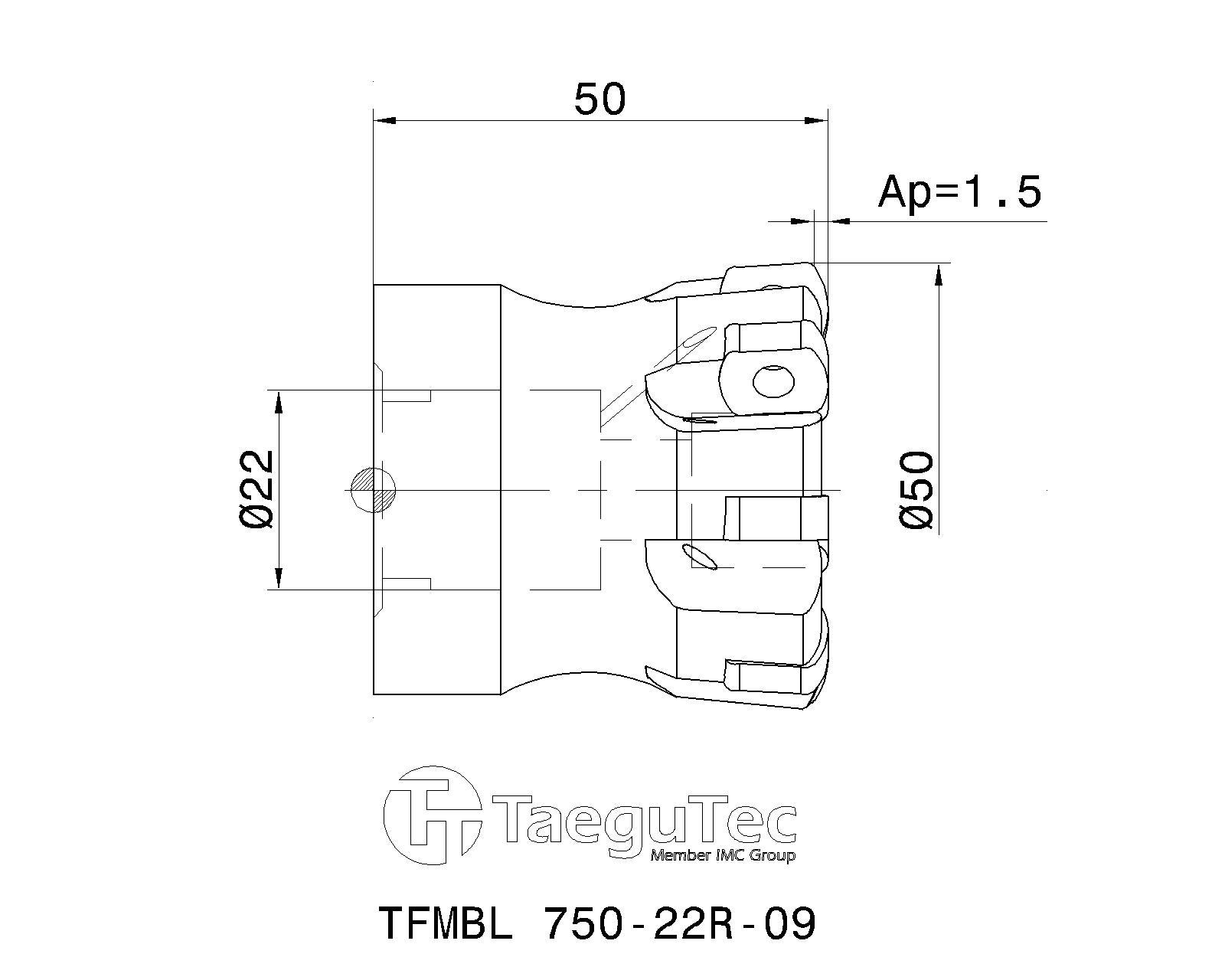 Фото 2: TFMBL 750-22R-09 фреза со сменными пластинами