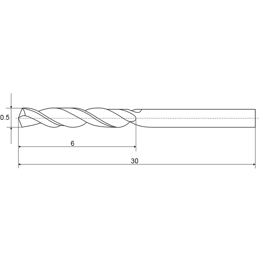Фото 2: 0,5х6х30 ц/х цельное сверло ВК8 TiN Sekira