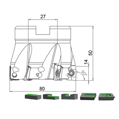 Фото 2: TK90 AX17 D80 A27 Z07-H фреза со сменными пластинами