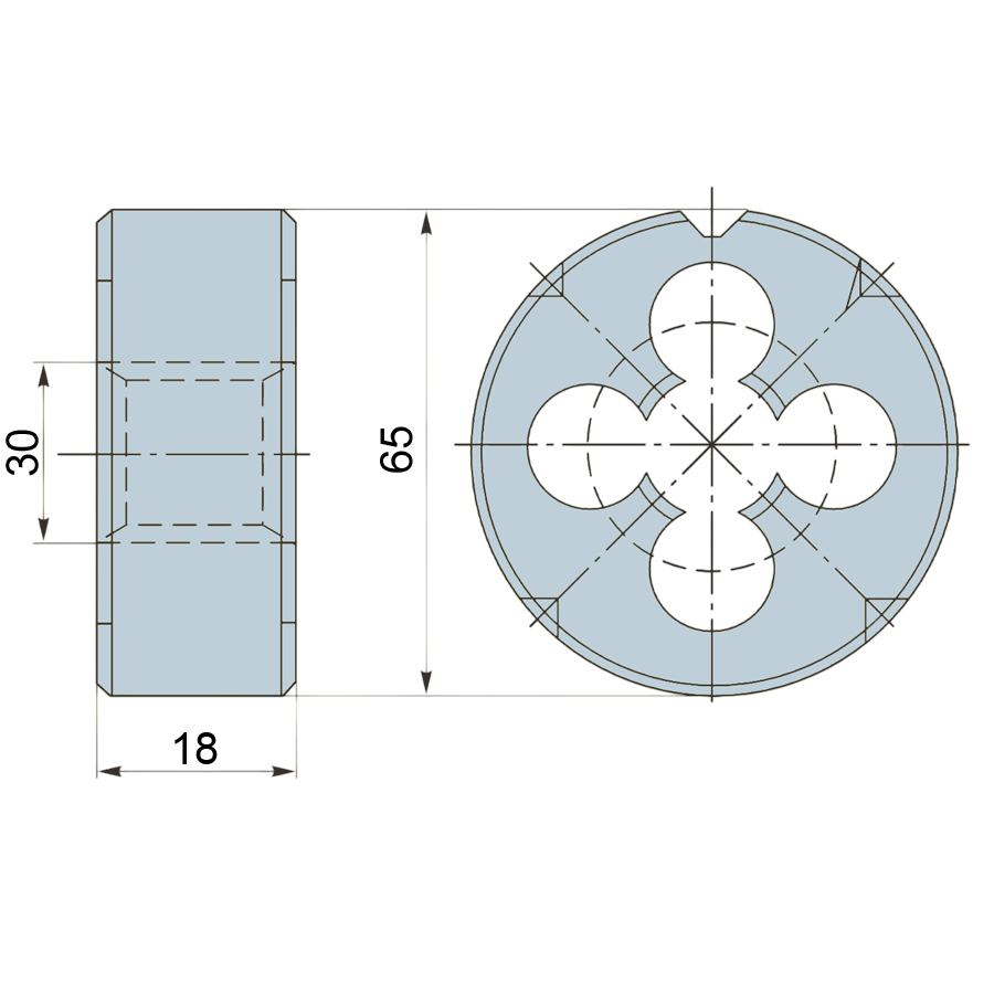 Фото 2: М30,0х3,5 P6M5K5/M35 ГОСТ 9740-71 плашка с кобальтом (ZE) Qtool
