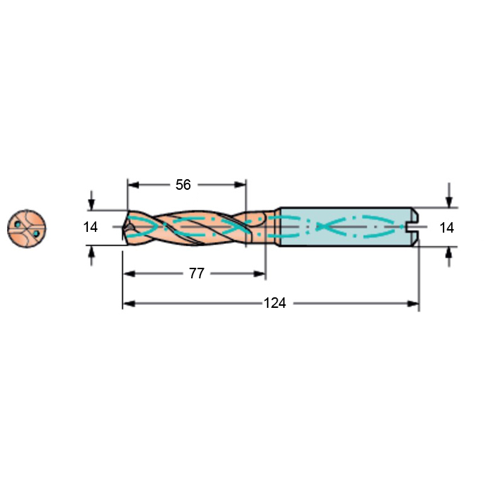 Фото 2: R840-1400-50-W1A 1220 сверло твердосплавное под СОЖ 