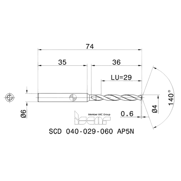 Фото 2: SCD 040-029-060 AСP5N cверло твердосплавное под СОЖ