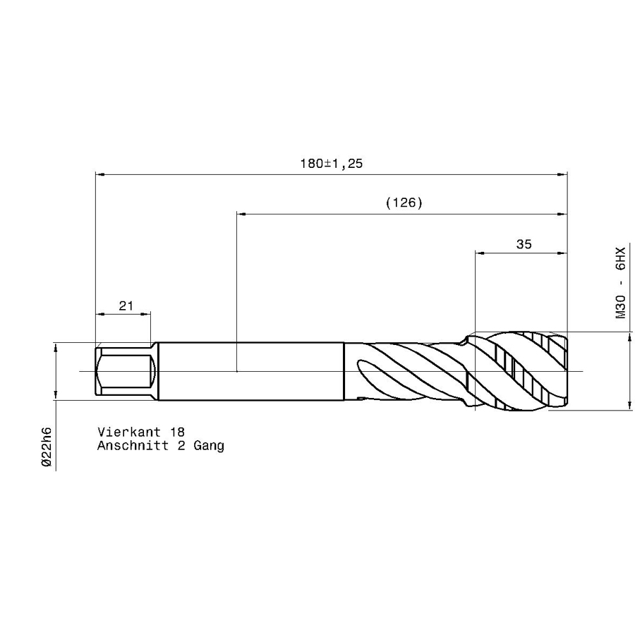 4636 30.000 m30 схема метчика машинного m с размерами