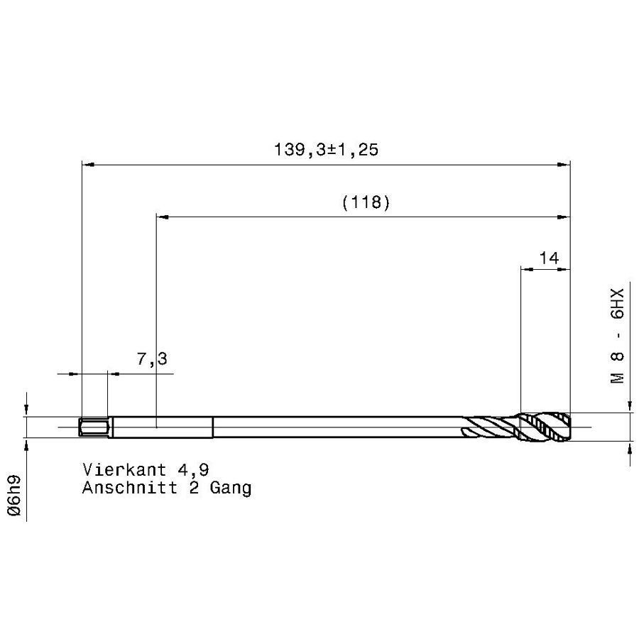5718 8.000 m8 схема метчика машинного m с размерами