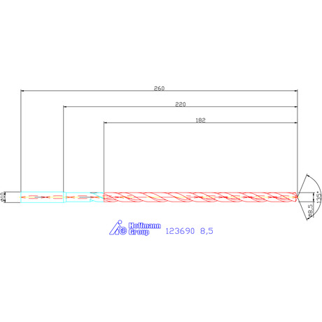 123690 8,5 схема твердосплавного сверла с размерами