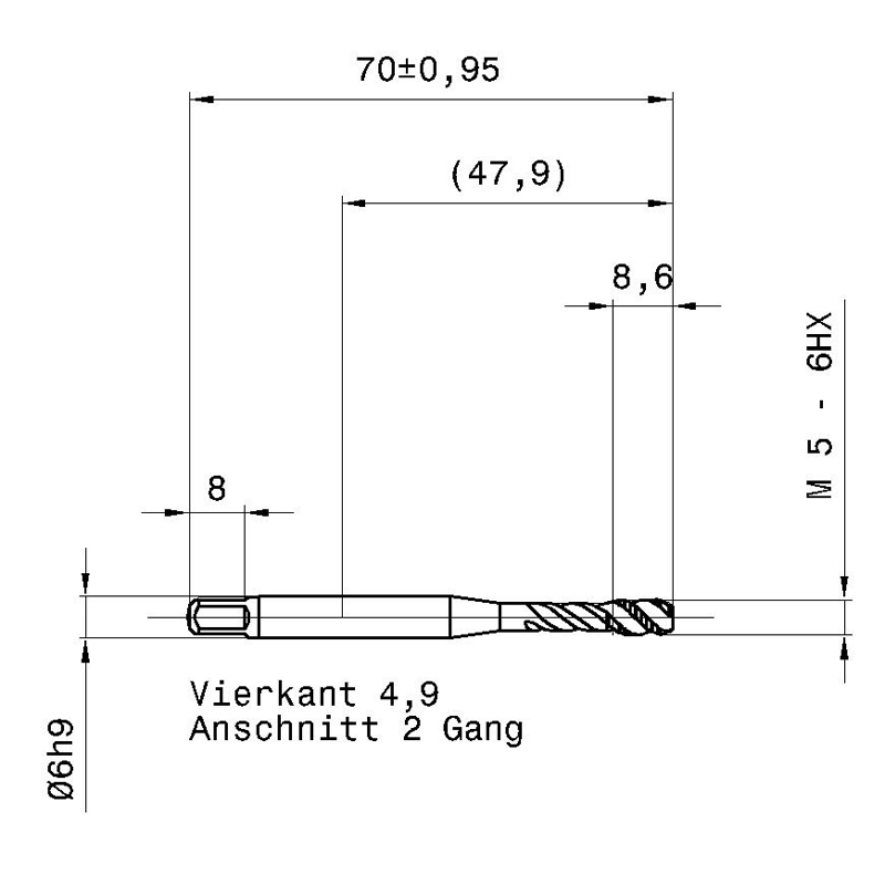 4670 5.000 m5 схема метчика машинного m с размерами