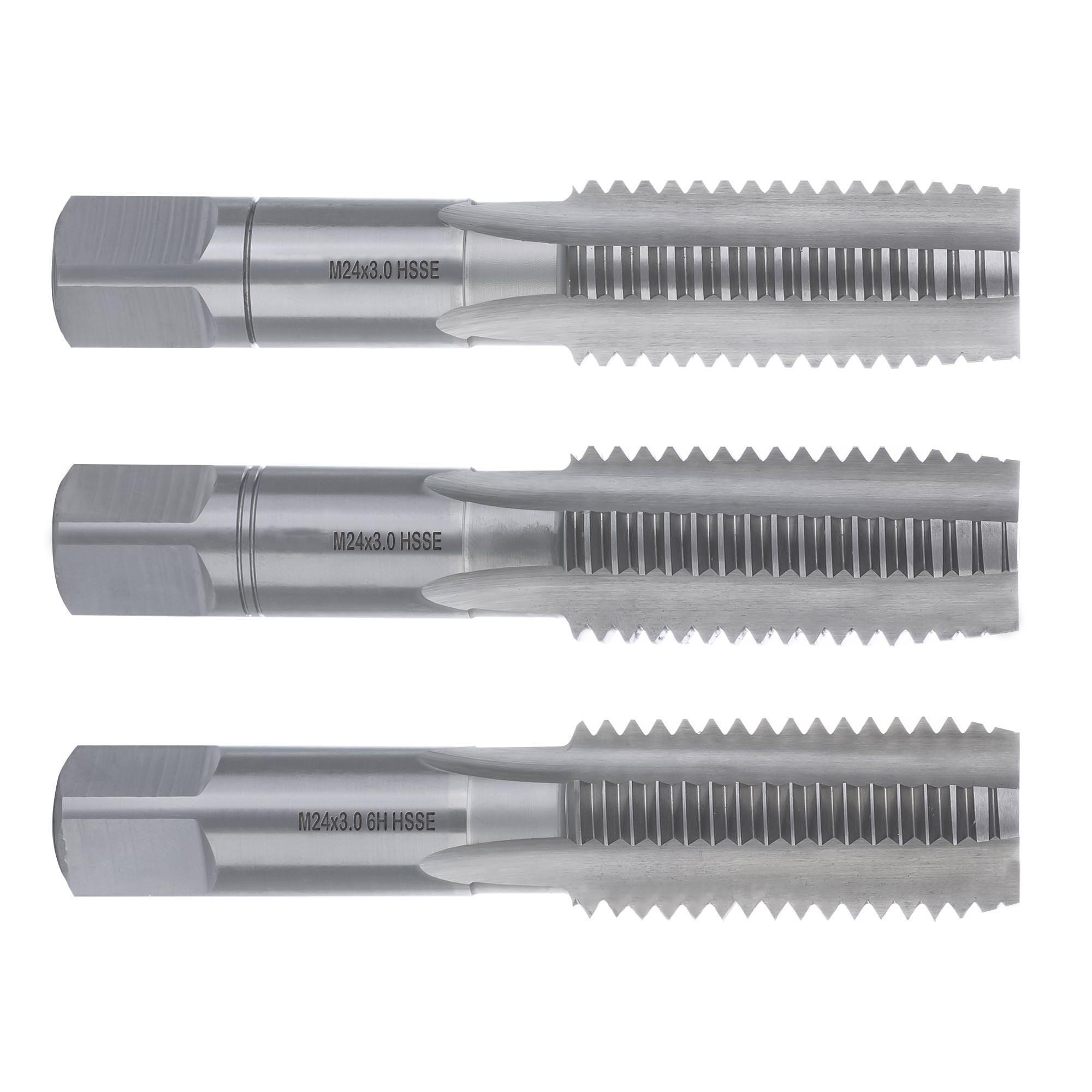 Метчик М24х3.0 DIN352 HSS-E 6h 110мм a=14.5 набор метчиков 3 шт Qtool - фотография 1 Фото 1: Метчик М24х3.0 DIN352 HSS-E 6h 110мм a=14.5 набор метчиков 3 шт Qtool