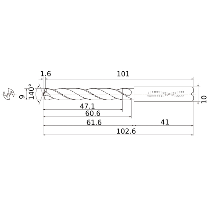 Фото 2: MMS0900S-DIN-C DP7020 сверло твердосплавное под СОЖ