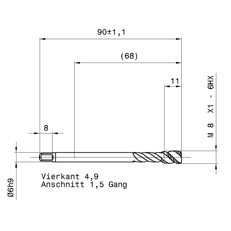 4631 8.005 m8х1 схема метчика машинного m с размерами